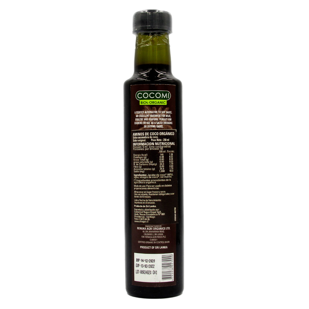 Aminos De Coco Original Organico Sin Gluten Sin Soya 250 Ml Marca