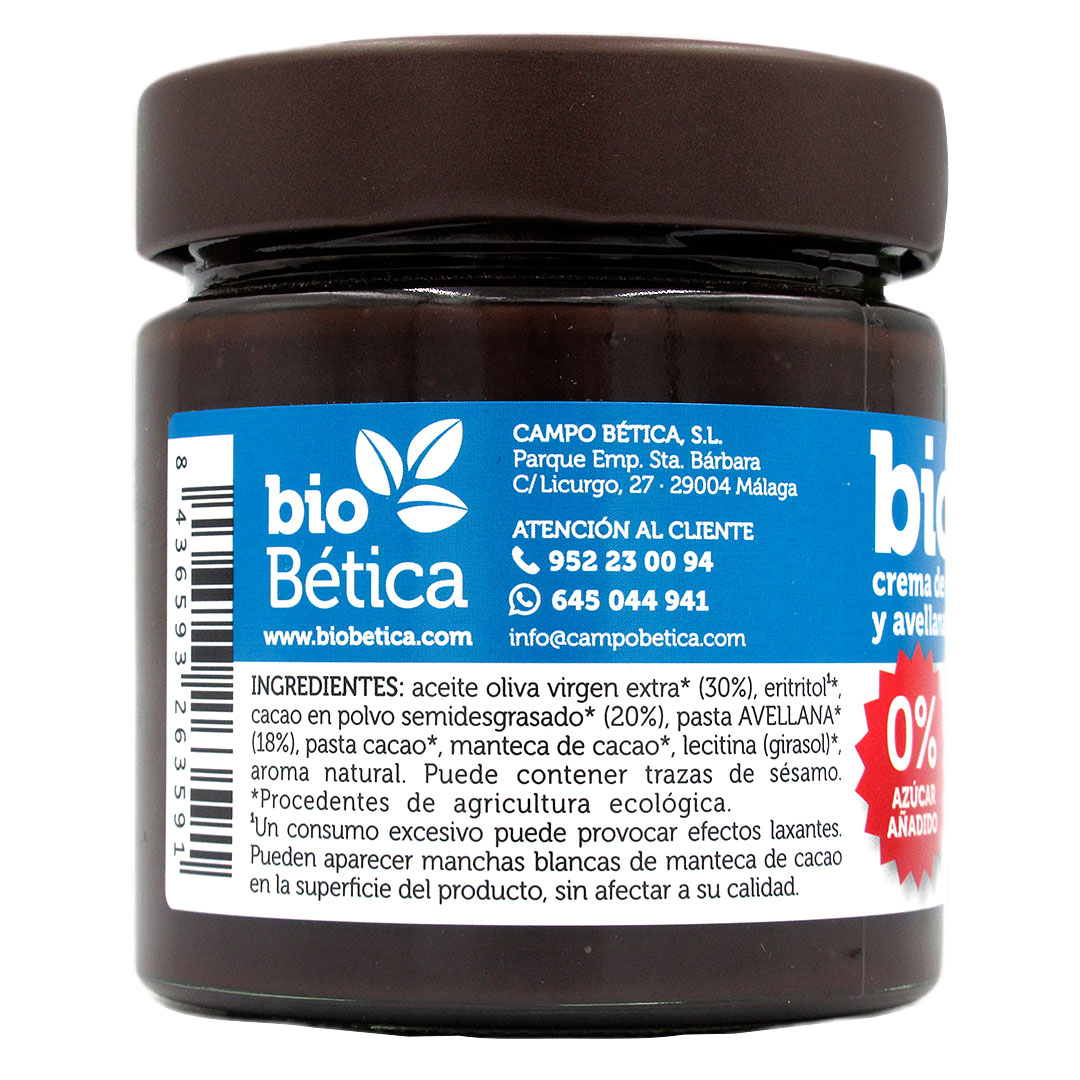 Crema Vegana De Cacao Y Avellana Sin Azucar Grs Marca Biobetica