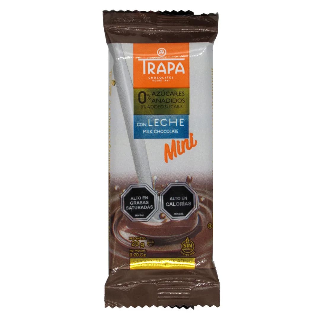 Mini Barra De Chocolate Con Leche Sin Gluten Sin Azúcar 20gr
