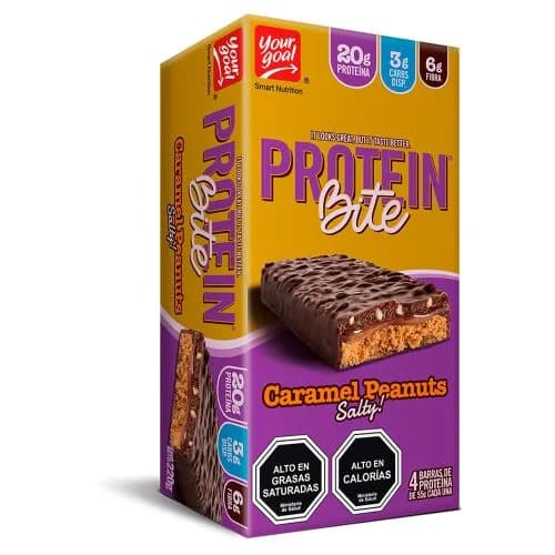 Pack 4 Barra de Proteína Bite Caramelo Maní 55 grs
