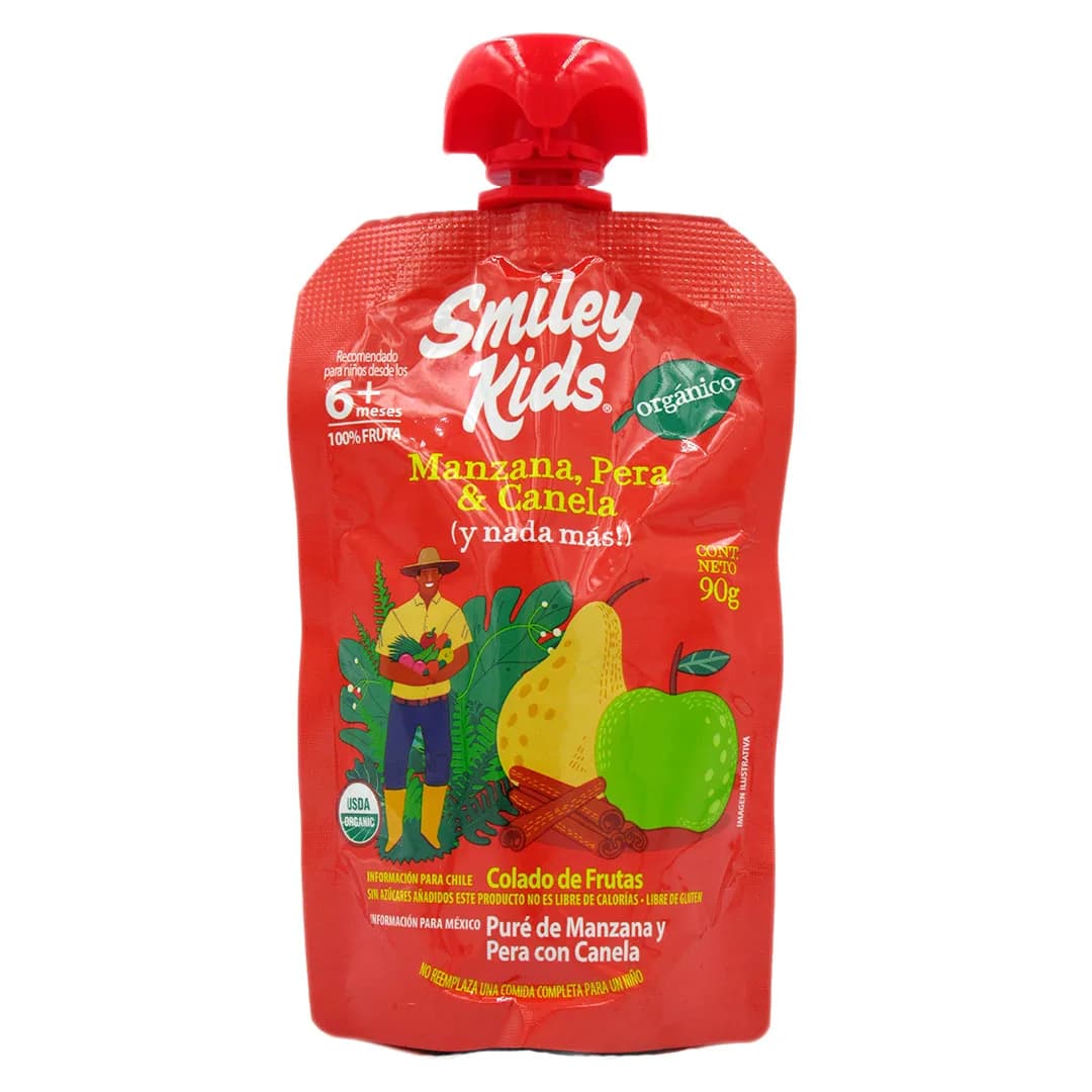 Pure de Frutas Orgánico Sin Gluten Manzana Pera y Canela90 Grs