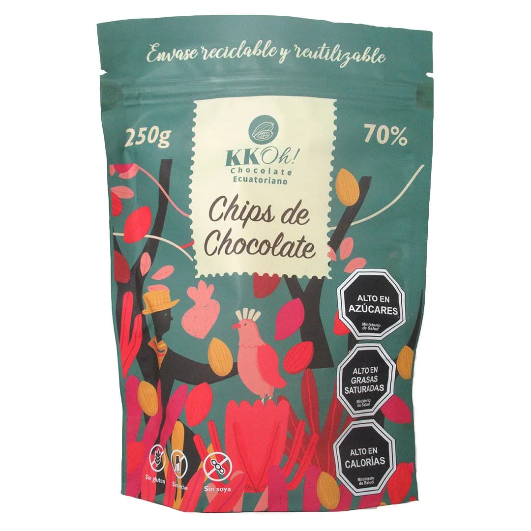 Chips de Chocolate 70% Sin Gluten Sin Leche Sin Soya 250 grs