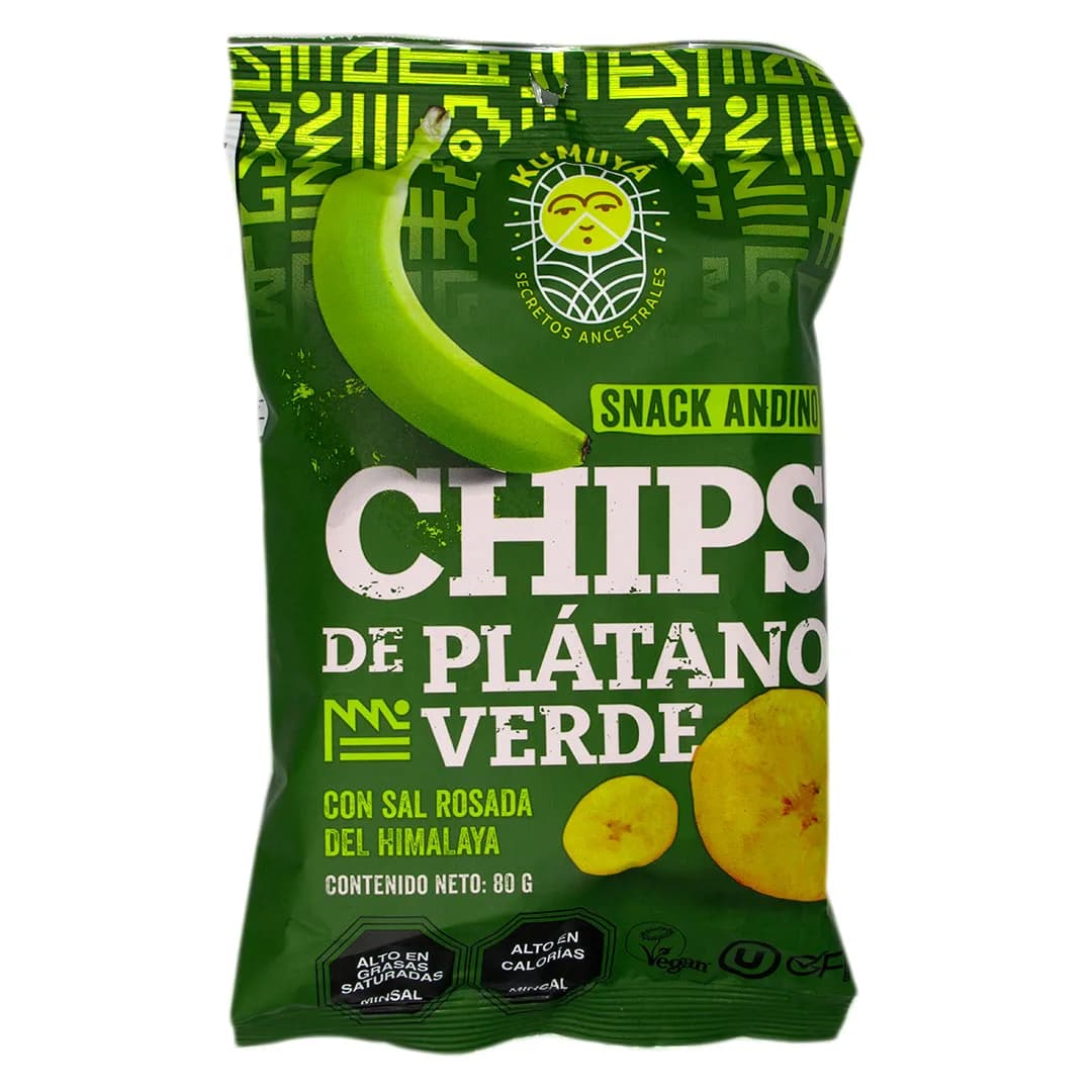 Chips de Plátano Verde con Sal Rosada del Himalaya 80 gr