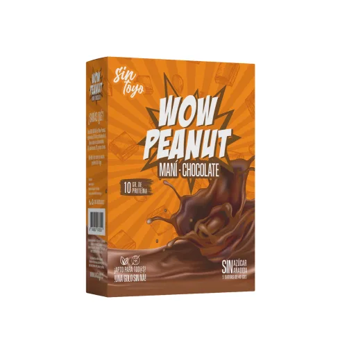 Pack 5 Barra de Proteína Wow Peanut Maní Chocolate Vegana Sin Azúcar 40 Gr.