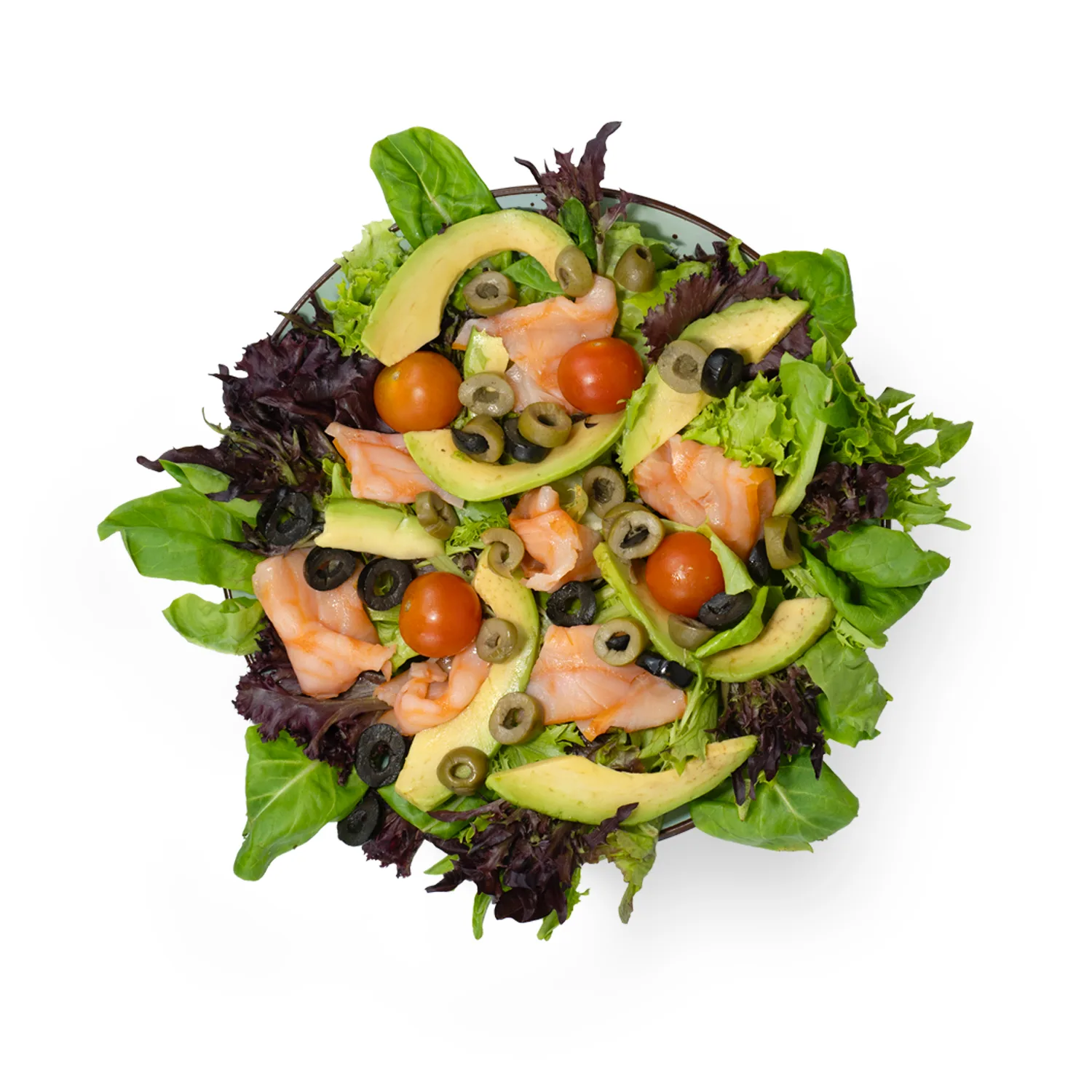 Ensalada de Salmón Ahumado Palta y Olivas Tremus