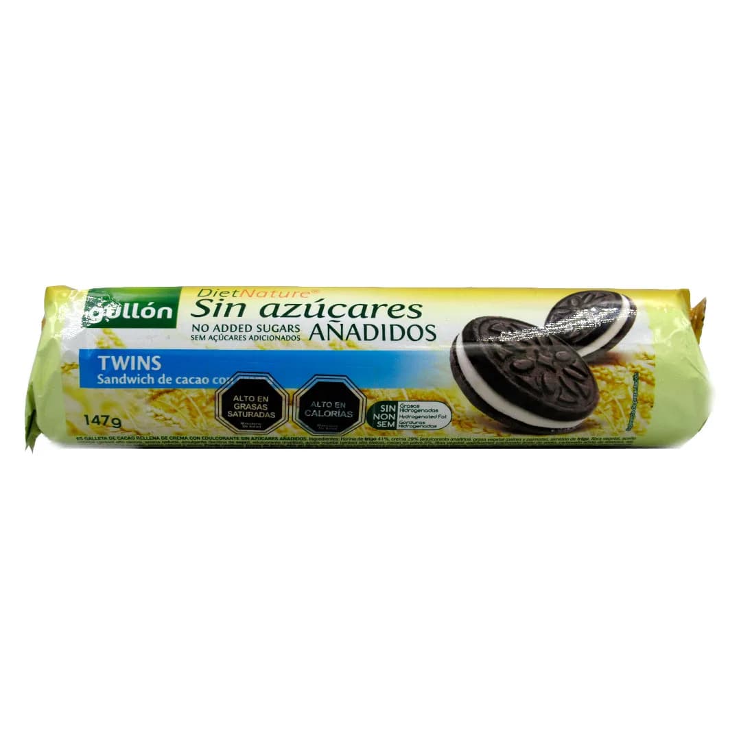 Galletas Twins Sandwich de Cacao con crema sin Azúcar añadida 147 grs