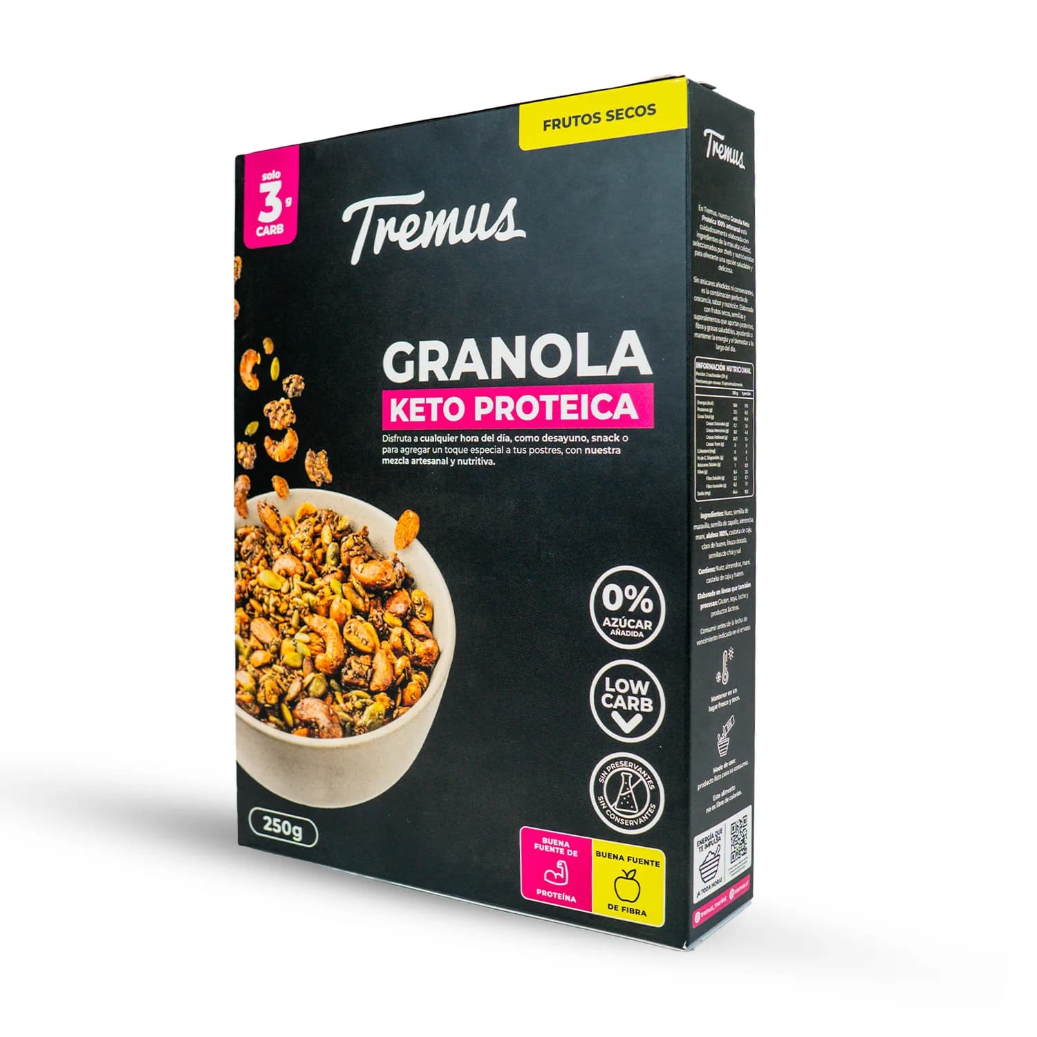 Granola Proteica Keto, sin Azúcar Añadida, 250 gr