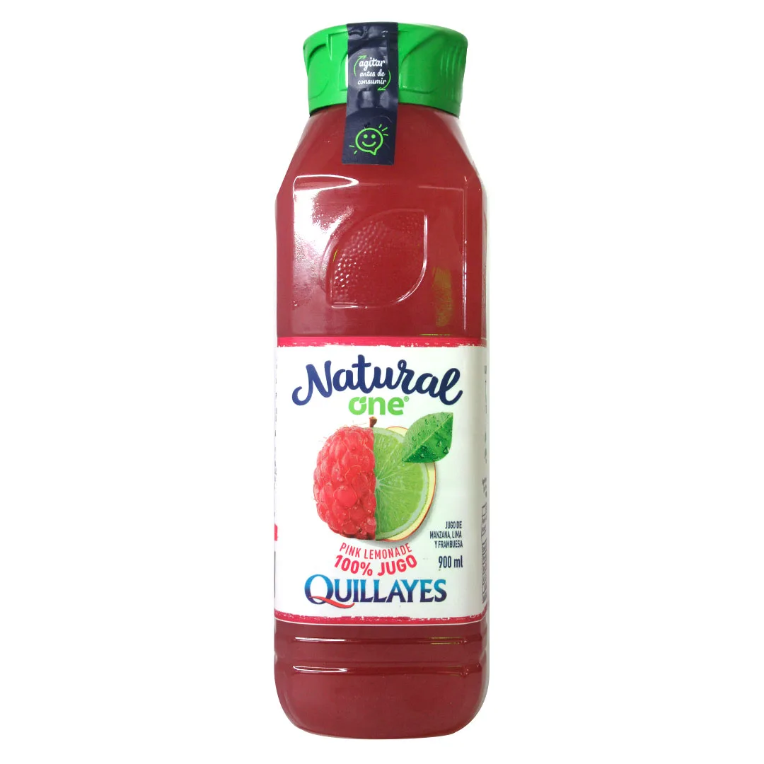 Jugo Pink Limonade 100% Fruta Manzana, Frambuesa, Sin Azúcar ni preservantes, 900 ml
