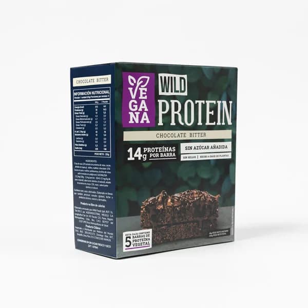 Caja de 5 Barras de Proteína Vegetal Sin Azúcar Añadida Sabor Chocolate Bitter 225 grs