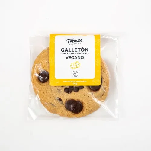 Galletón Doble Chip de Chocolate, Vegano, Endulzado con Panela, 70 g