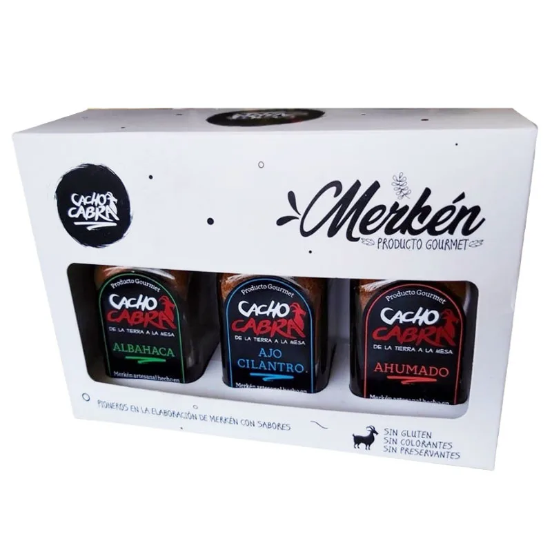 Kit 3 Merkén Artesanal Gourmet Albahaca Ajo Cilantro y Ahumado