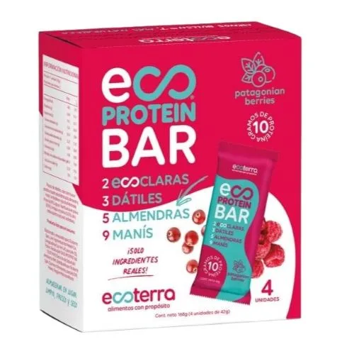 Caja de 4 Unidades de Barra Protein Bar Sabor Berries 168 gr