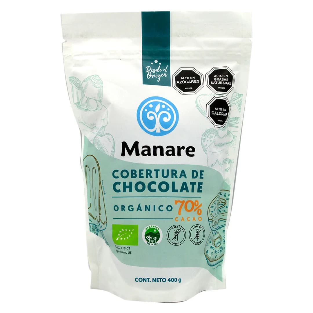 Cobertura de Chocolate Orgánico en Moneda 70% cacao 400 grs