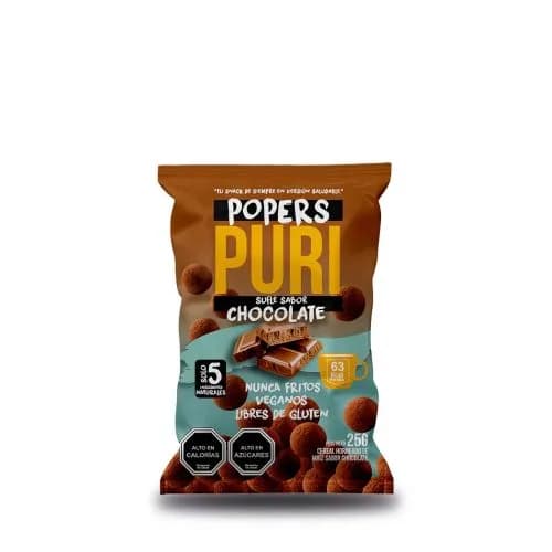 Puri Sufle de Chocolate Endulzado con Azúcar Rubia Libre de Gluten y Vegano 25Grs