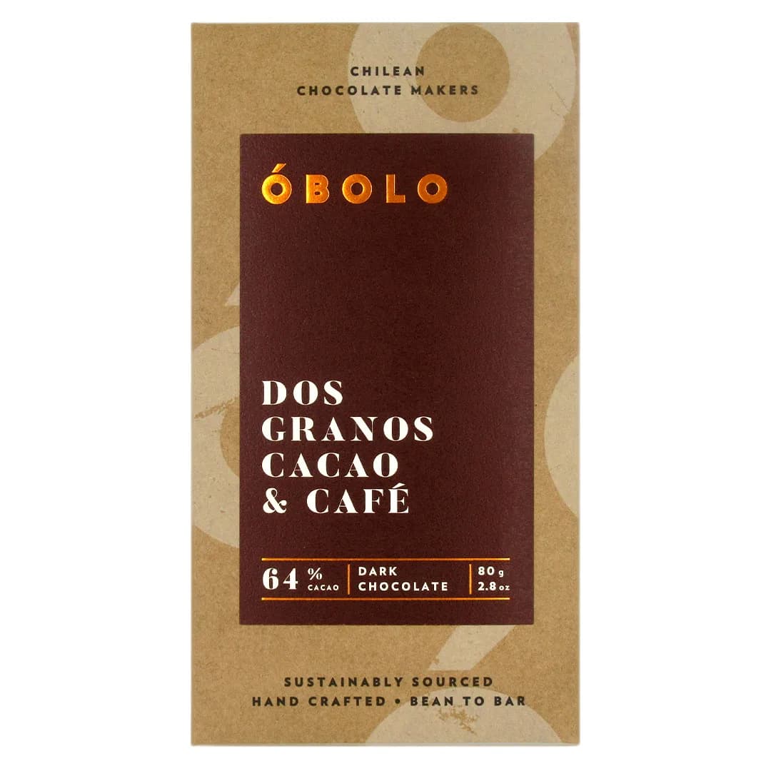 Barra de Chocolate Dark 64% Cacao Sabor Dos Granos Cacao y Café Vegano Sin Gluten Sin Soya 80 gr Mar