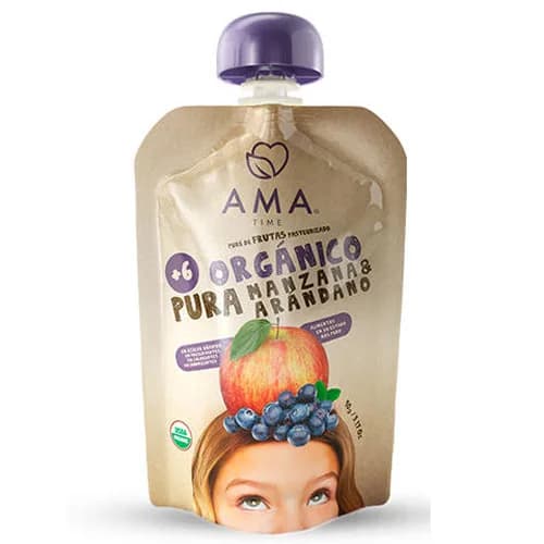 Pure de Fruta Orgánico Sabor Manzana Arandano 90 gr