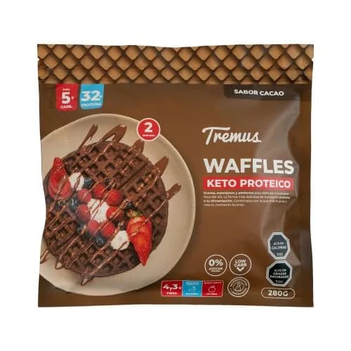 Pack 2 Unidades Waffle De Cacao Keto, Proteico, Sin Azúcar Añadida, 280 g