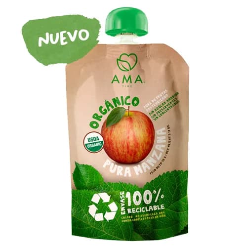 Pure de fruta organico sabor Pura Manzana 90 ml