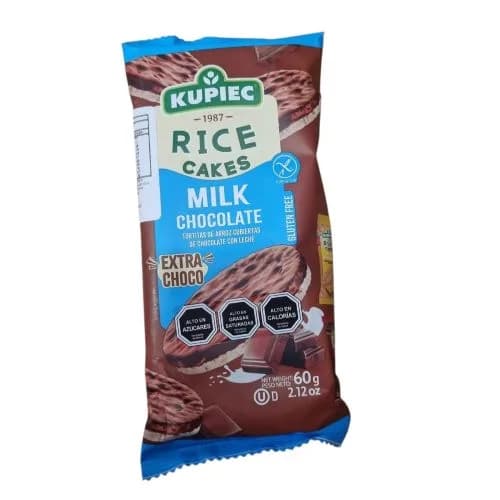 Galleta de Arroz con chocolate de Leche sin gluten 60 grs