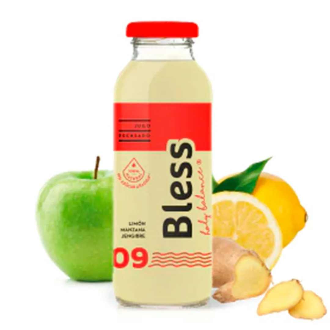 Jugo Prensado Fruta & Hortaliza Bless con Sabor Limón Manzana Jengibre Sin Azúcar 300 ml