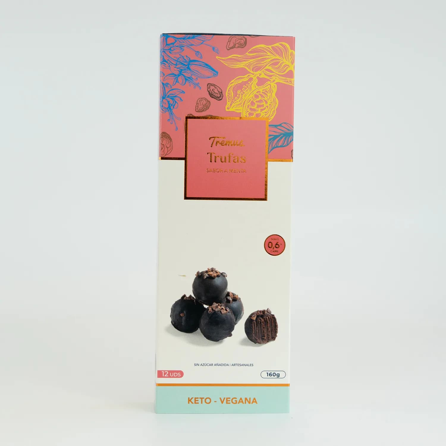 Trufas Sabor Menta Keto, Veganas, Sin Azúcar Añadida, 160 g