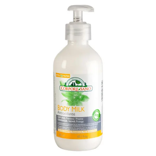 Leche Corporal Antioxidante sin Parabenos Colorantes ni Silicona 300 grs