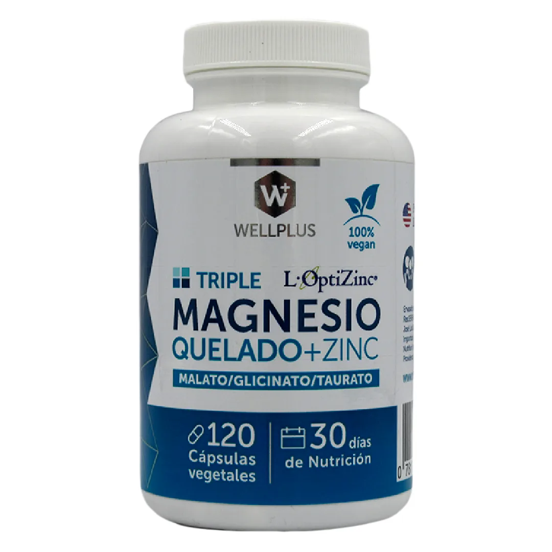 Triple Magnesio Quelado + Zinc con Melato-Glicinato-Taurinato 120 capsulas