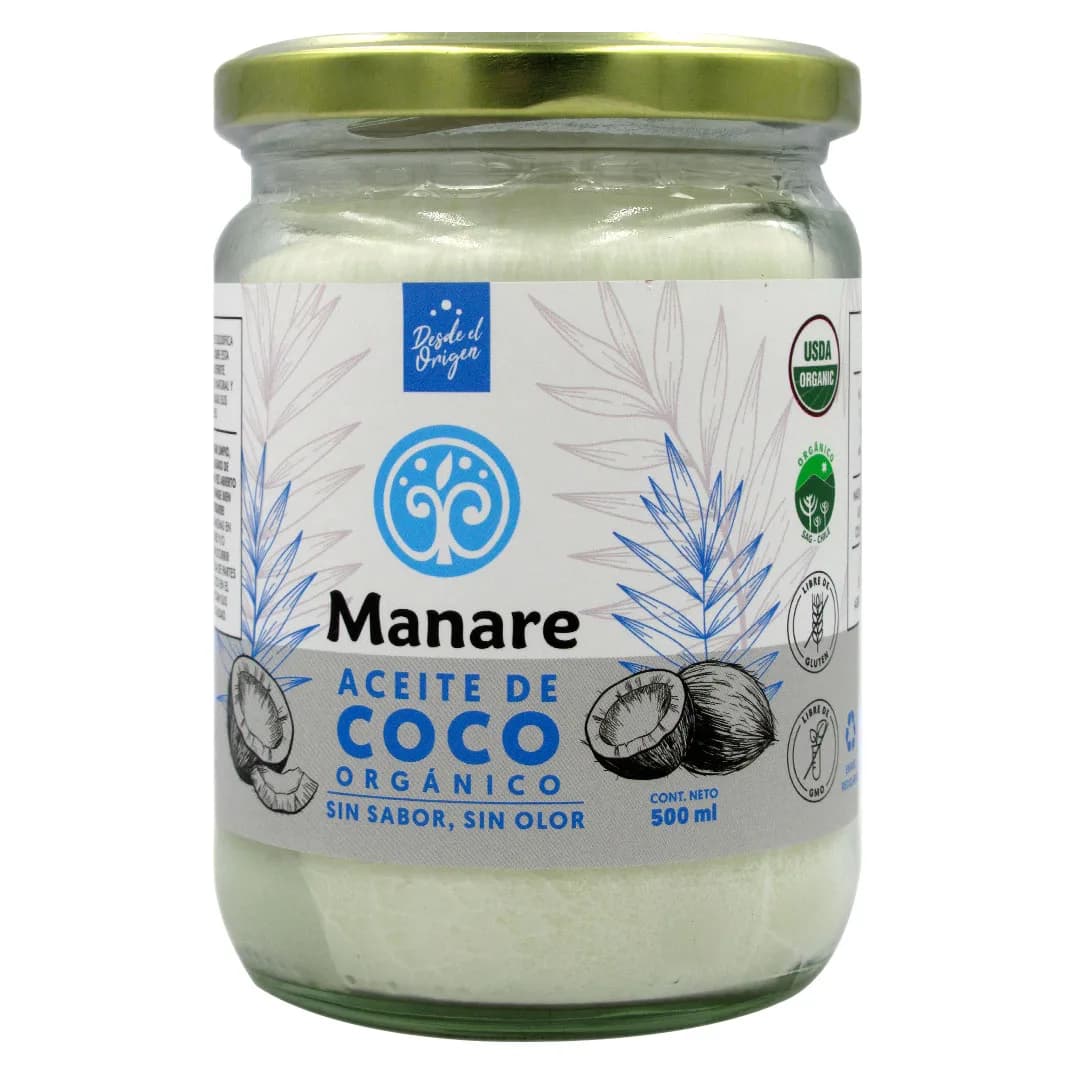Aceite de Coco Orgánico sin sabor sin olor 500 ml