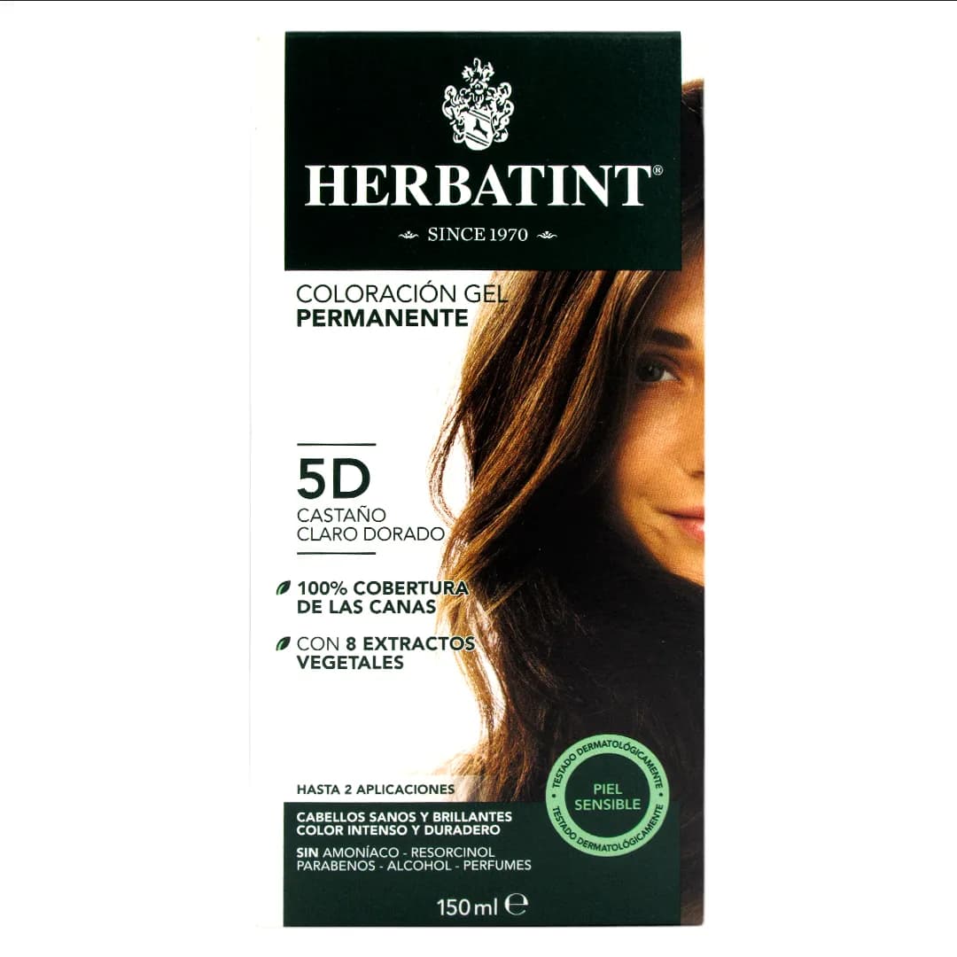 Tinte Gel Vegetal 5D Cabello Castaño Claro Dorado sin amoniaco150 ml