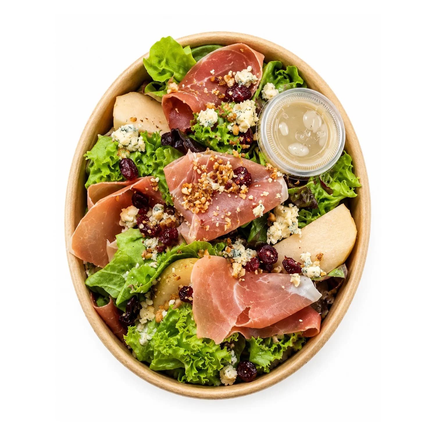 Ensalada de Prosciutto, Pera y Queso Azul, 275 g
