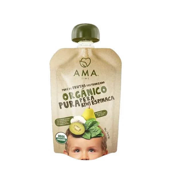Pure de Fruta Orgánico Sabor Pera kiwi Espinaca 90 gr