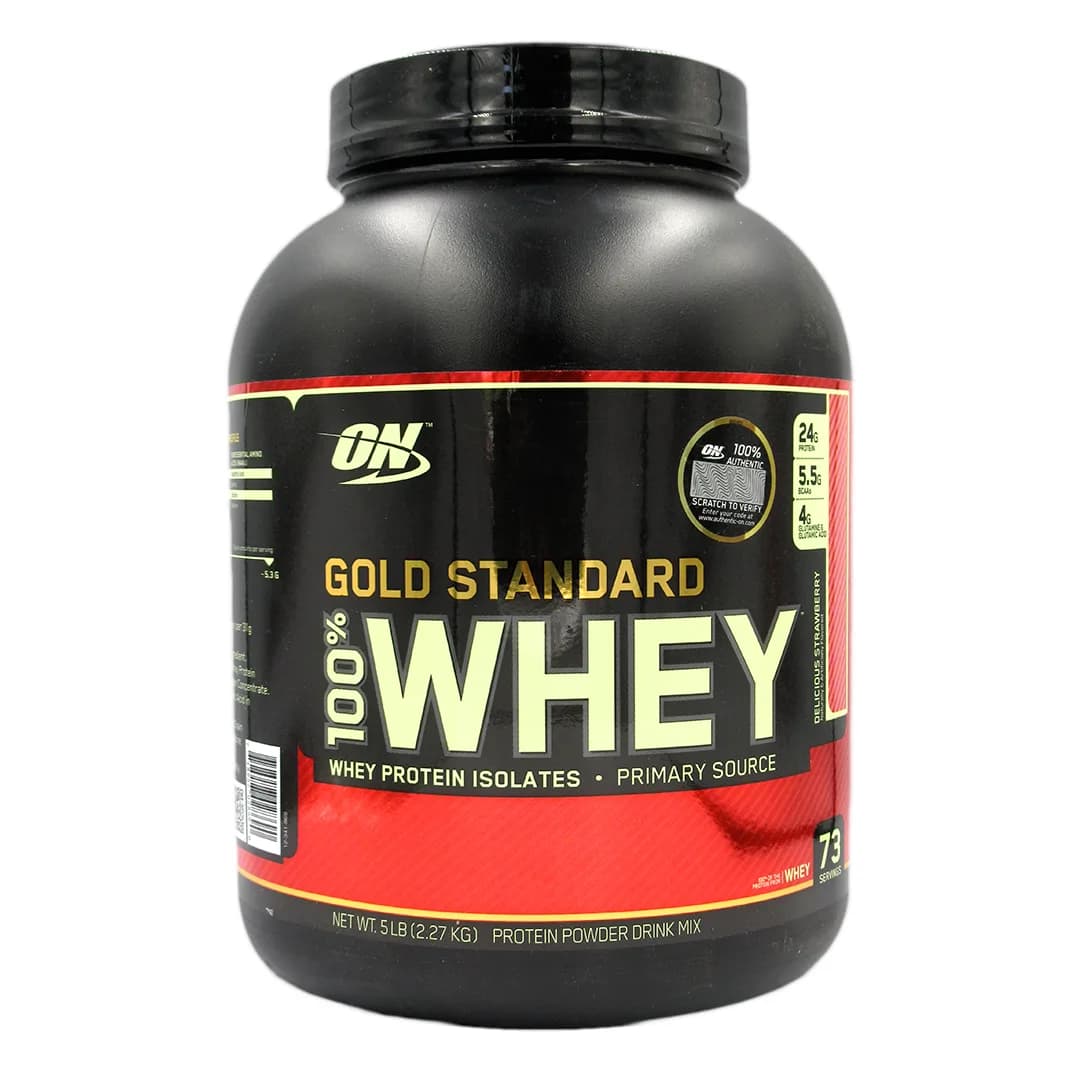 Gold Standard 100 % Whey Protein Proteína en Polvo Sabor Frutilla 5LB (2.27 kgs)