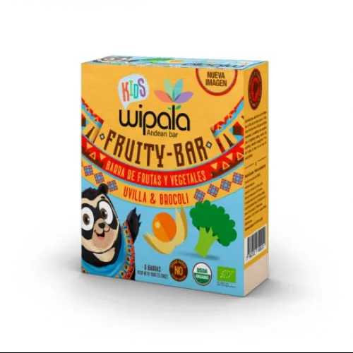 Caja 6 barra de fruta y vegetales uvilla quinoa brocoli de 25 gramos