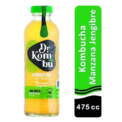 Kombucha sin gluten, vegana Manzana Jengibre 475 ml