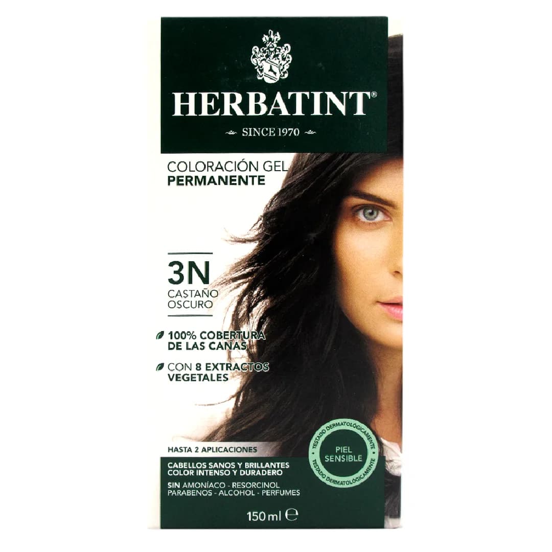 Tinte Gel Vegetal 3N Cabello Castaño Oscurosin amoniaco150 ml