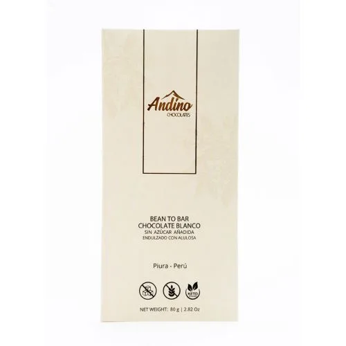 Barra de Chocolate Blanco 33% cacao Keto Friendly Alulosa 80 grs