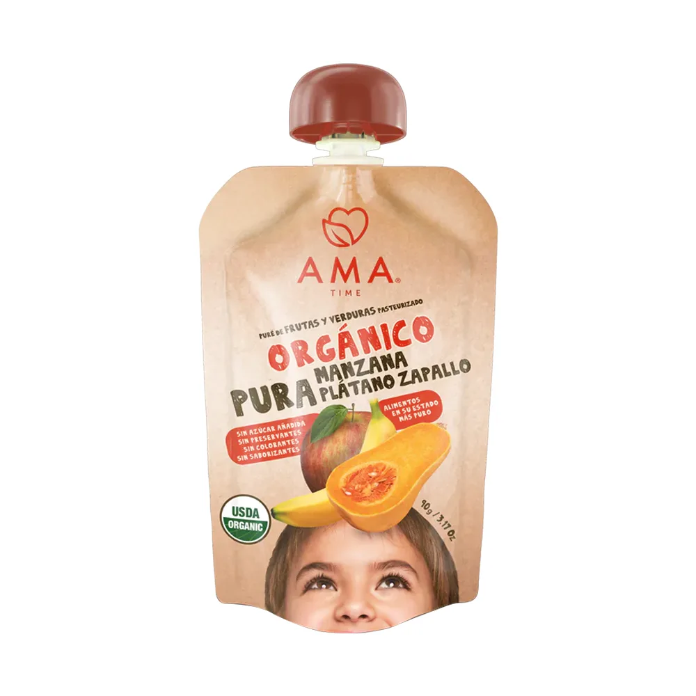 Pure de Manzana Plátano Zapallo Orgánico 90 grs