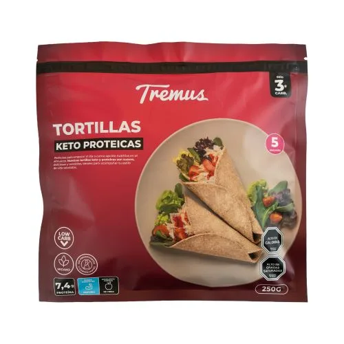 Pack 5 Tortilla Sabor Original, Keto, Proteico y Vegano, 250 g