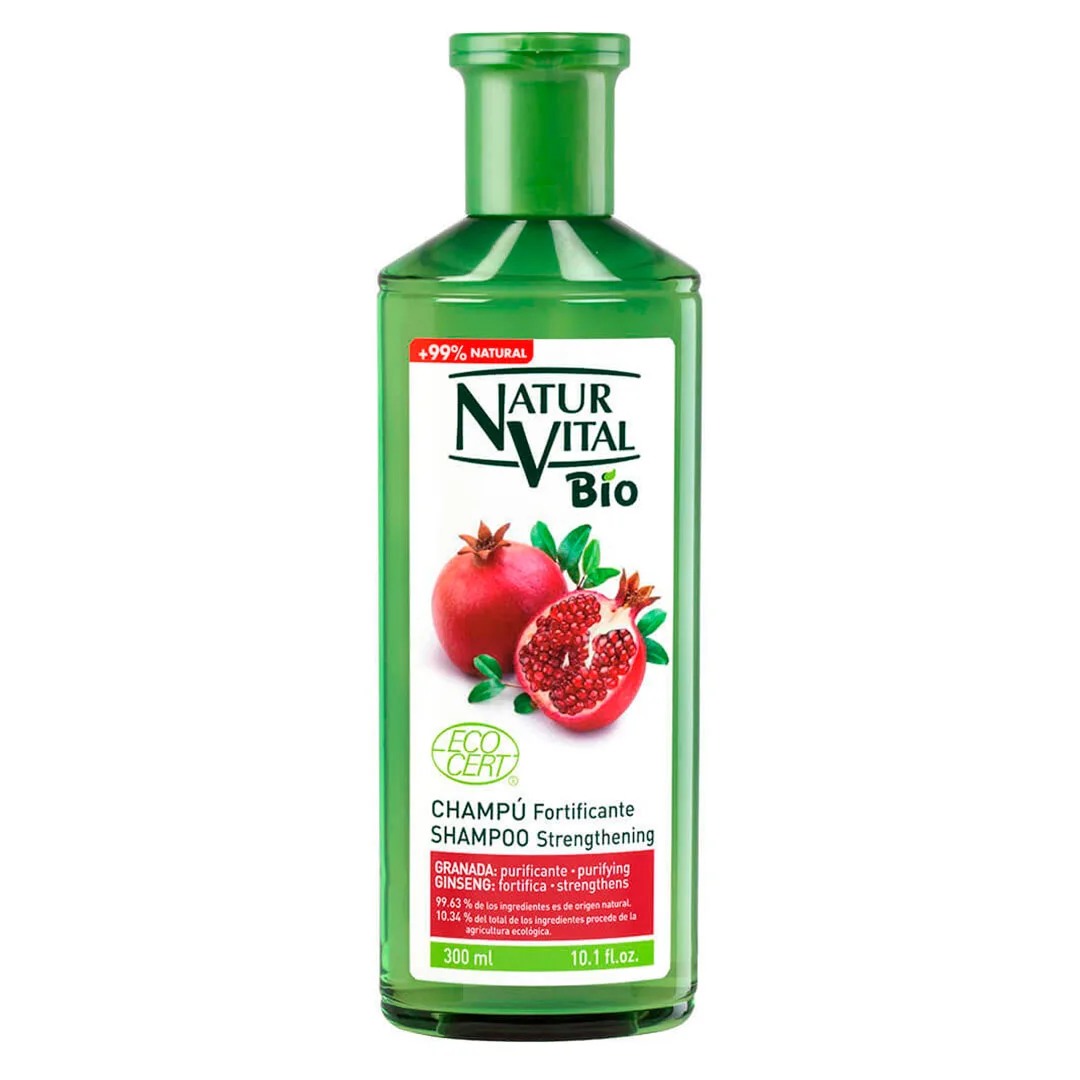 Shampoo Fortificante con Granada sin Parabenos Siliconas ni Colorantes 300 ml