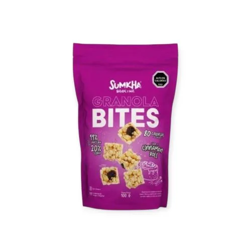 Granola Bites 13 gr de Proteína Sabor Cinnamon Roll 100 gr Libre de Gluten