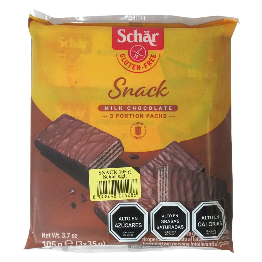 Snack Barquillo Relleno de Chocolate y Almendra Cubierto con Chocolate Sin Gluten 105 grs