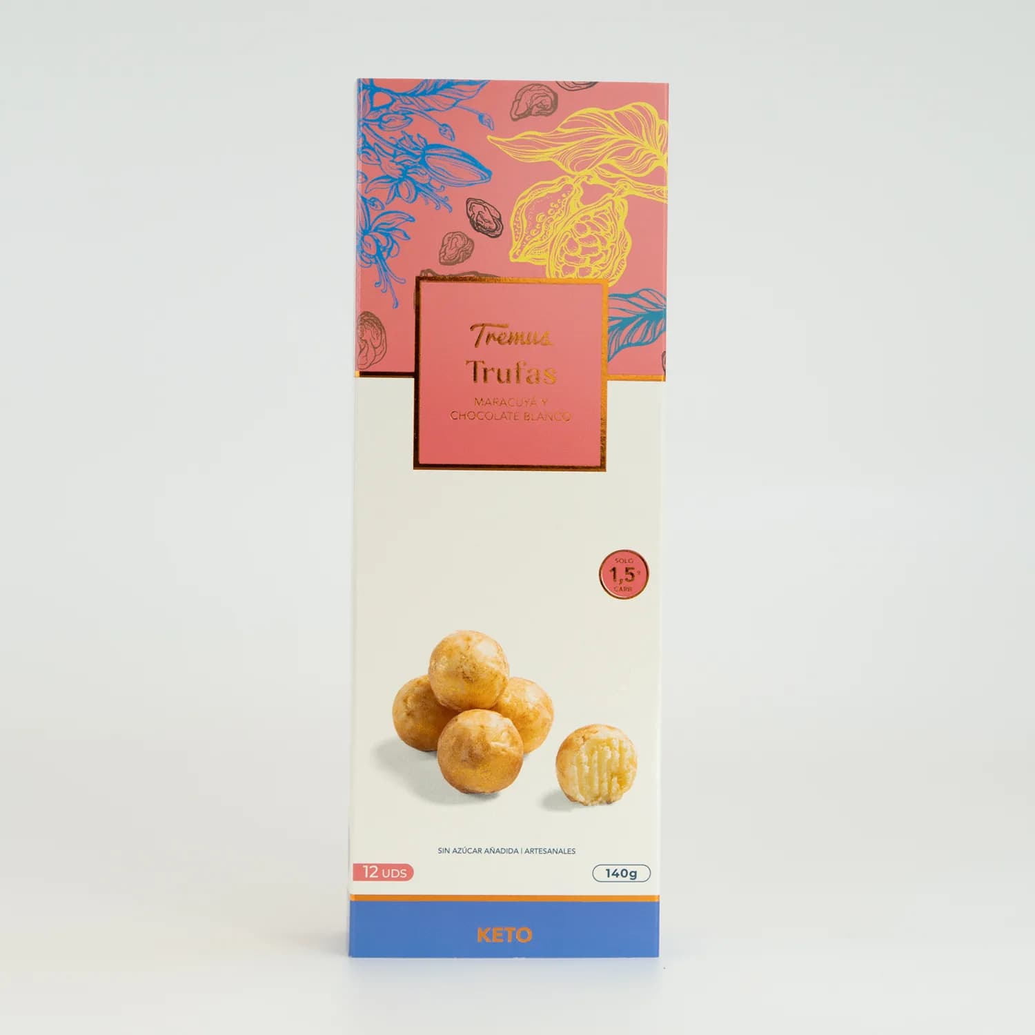 Trufas de Maracuyá y Chocolate Blanco, Pack de 12 Unidades, Sin Azúcar, Keto
