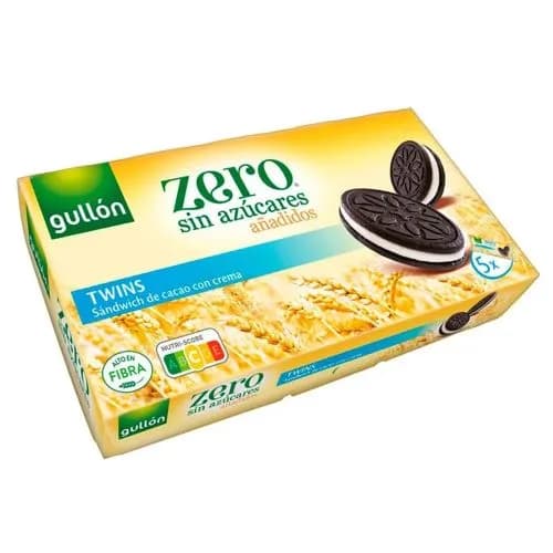 Galletas Twins Sandwich de Cacao con crema sin Azúcar añadida 210 grs