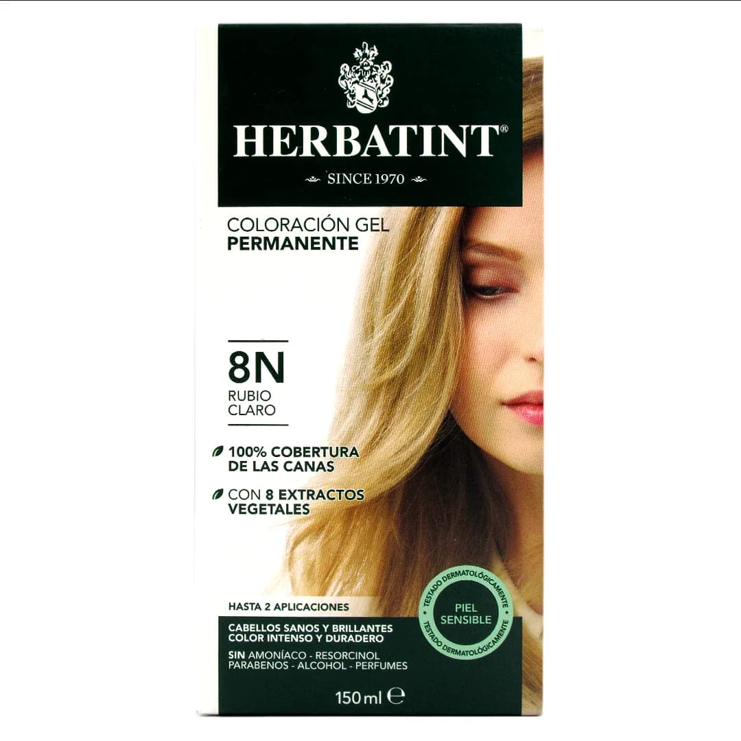 Tinte Gel Vegetal 8N Cabello Rubio Claro sin amoniaco150 ml