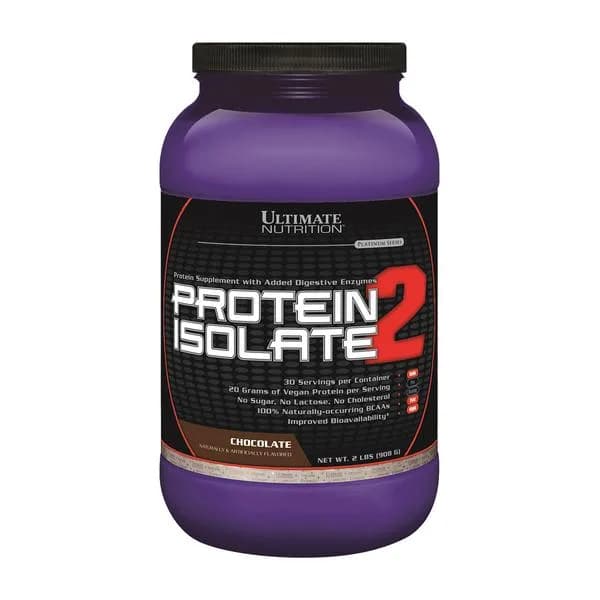 Proteína Isolada Vegana 100% Natural Sin azúcar Sabor Chocolate 908 grs