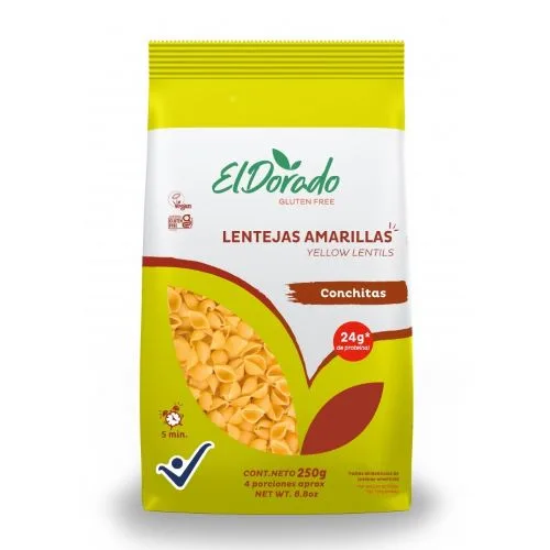 Pasta de Lentejas Amarillas Sin gluten Vegana Conchitas 250 Gr