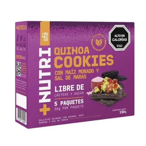 Quinoa Crackers Maíz Morado y Sal de Maras caja 5x30grs Marca: +Nutrico