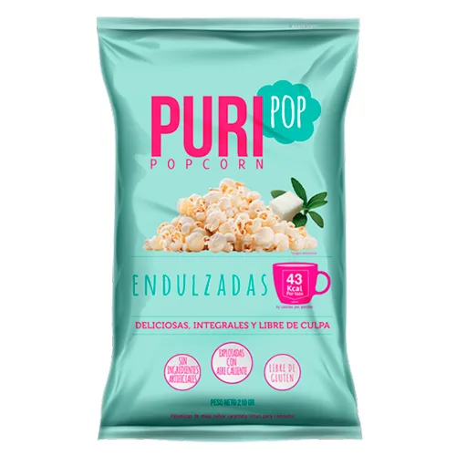 Pop Corn Libre de Gluten y Vegano Ligeramente Endulzadas Tamaño Familiar 210 grs