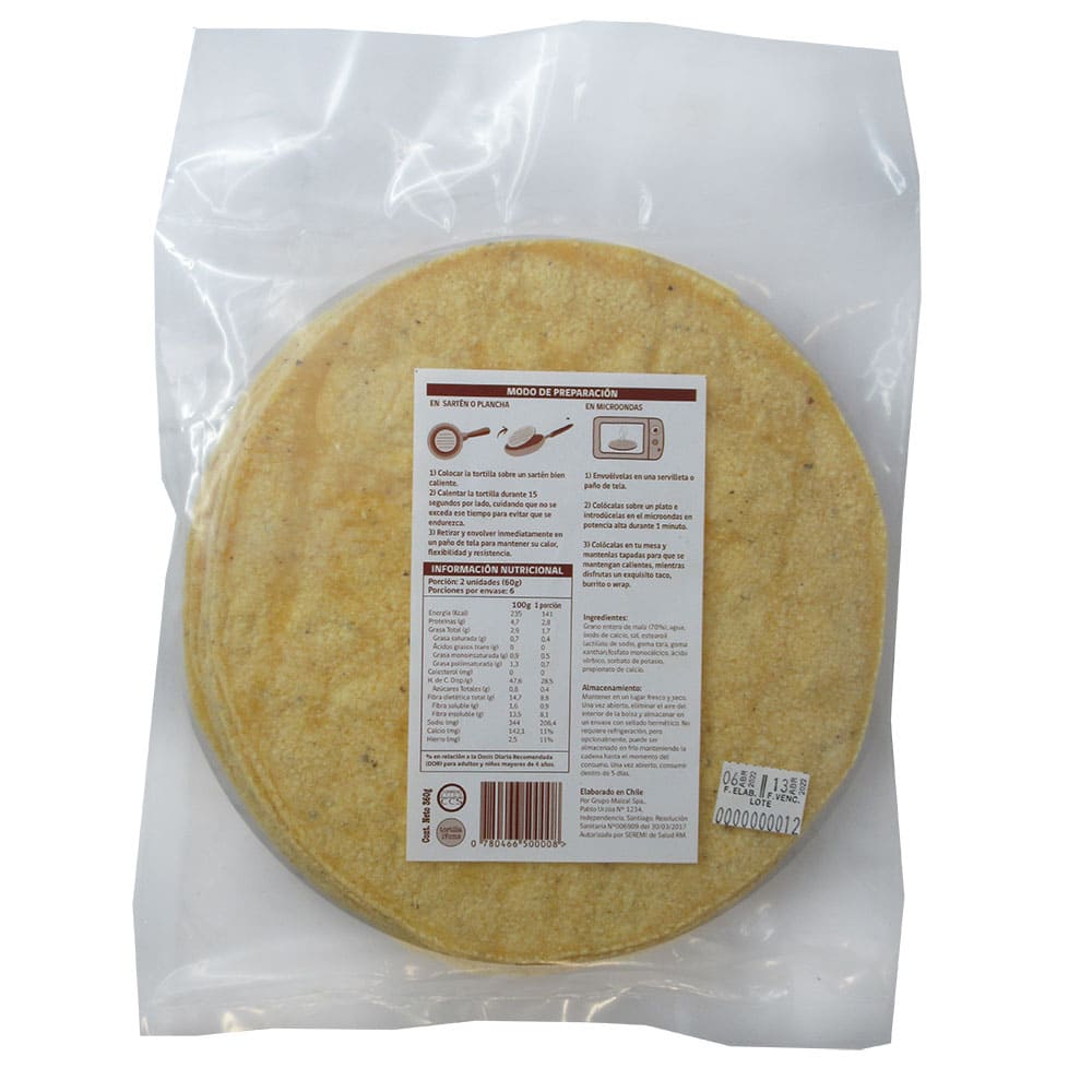 Tortillas de Maiz de 17 cm Libres de Gluten y Veganas 240 gr (8un) Marca Saniito - Imagen 2