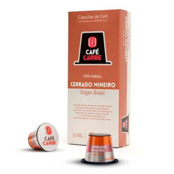 Café Cerrado Mineiro de Brasil , 10 cápsulas p/ Nespresso, marca Café Caribe